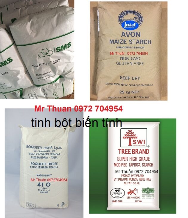 nguyên liệu tinh bột bắp biến tính, tinh bột mì biến tính