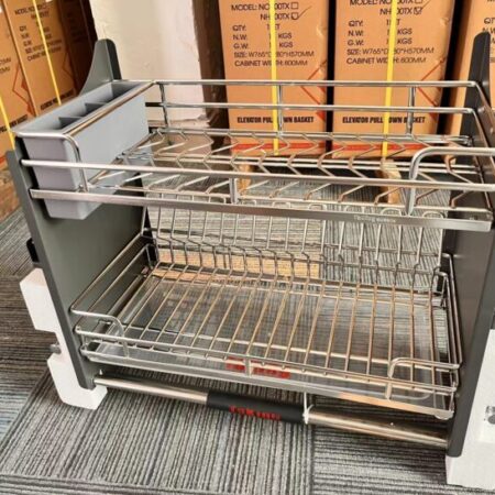 {SUS 304} Kệ bát đĩa nâng hạ hiện đại, cao cấp, bề mặt điện hóa TaKing