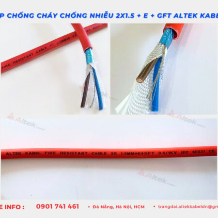 Cáp chống cháy chống nhiễu GFT 2×1.5 Altek Kabel chịu nhiệt độ cao Cáp chống cháy chống nhiễu GFT 2×1.5 Altek Kabel chịu nhiệt độ cao