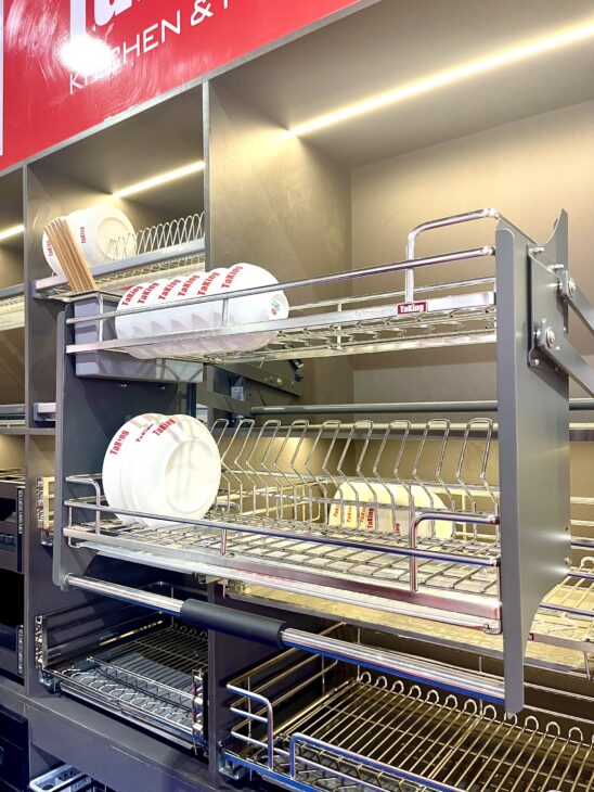 Kệ bát đĩa nâng hạ OVAL độc đáo, sang trọng TaKing, thiết kế hiện đại, tinh tế