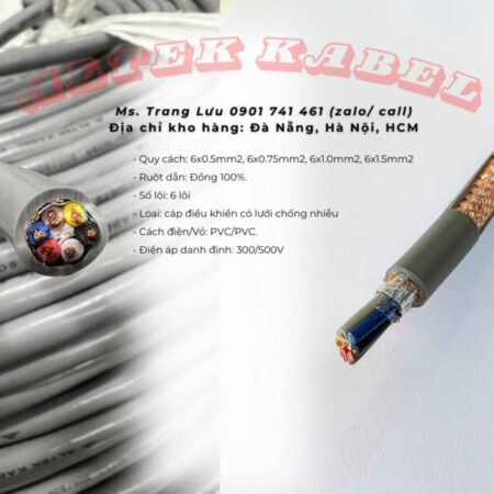 Cáp điều khiển chống nhiễu 6 lõi, 6×0.5, 6×0.75, 6×1.0, 6×1.5 Cáp điều khiển chống nhiễu 6 lõi, 6×0.5, 6×0.75, 6×1.0, 6×1.5