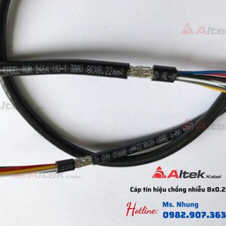 Cáp tín hiệu chống nhiễu 8×0.22 Altek Kabel lõi phân màu, chống nhiễu 2 lớp Cáp tín hiệu chống nhiễu 8×0.22 Altek Kabel lõi phân màu, chống nhiễu 2 lớp