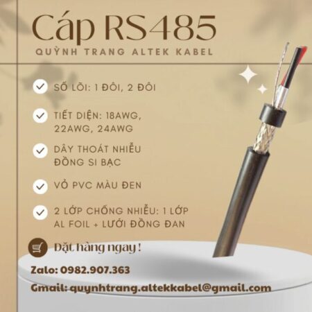 Giá tốt nhất) Cáp tín hiệu RS485 vặn xoắn 2 lớp chống nhiễu Altek Kabel 1 Pair/ 2 Pair 18,22,24AWG