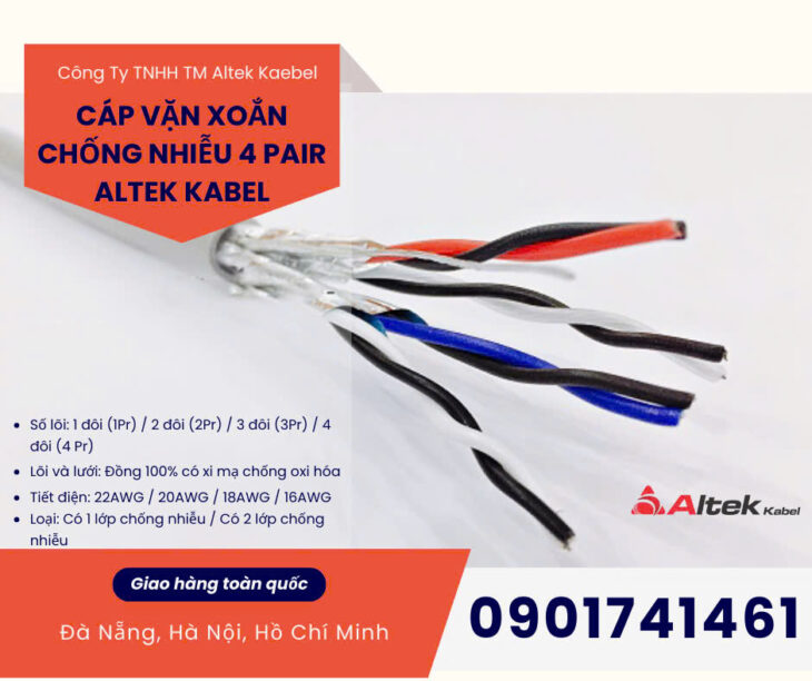 Cáp tín hiệu vặn xoắn chống nhiễu 1pair, 2pair, 3 pair, 4 pair