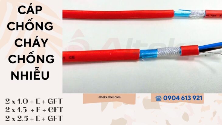 Cáp tín hiệu chống cháy chống nhiễu 2×1.0mm2/2×1.5mm2/2×2.5mm2 Altek Kabel