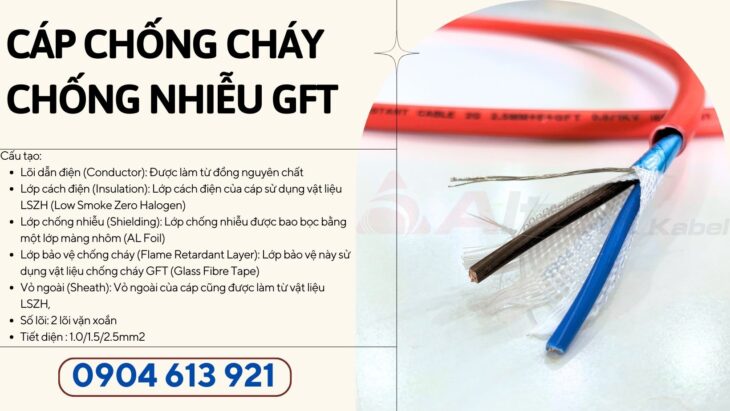 Cáp tín hiệu chống cháy chống nhiễu 2×1.0mm2/2×1.5mm2/2×2.5mm2 Altek Kabel