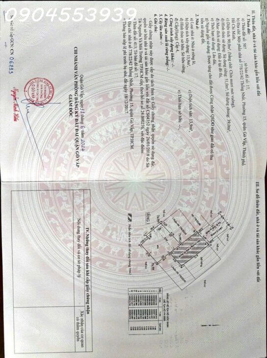 Bán 90m2 đất thổ cư – Thống Nhất – F15 – Gò Vấp