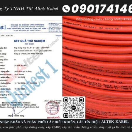 Cáp tín hiệu chống cháy, chống nhiễu 2×1.5 có kiểm định Cáp tín hiệu chống cháy, chống nhiễu 2×1.5 có kiểm định