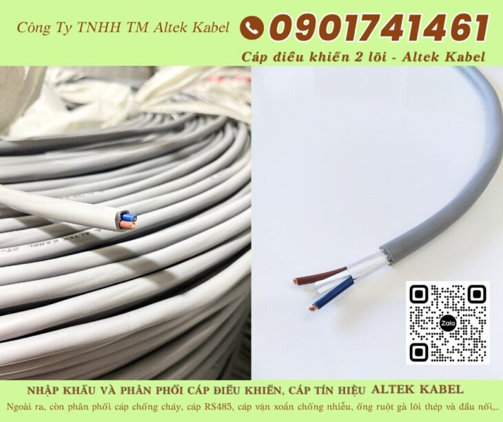 Cáp điều khiển Rvv, Rvvp 2 lõi Hưng Yên, Vĩnh Phúc, Bắc Ninh, Thái Bình