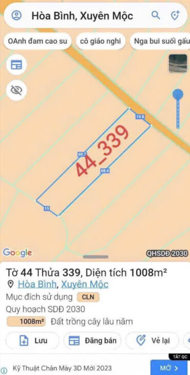 ĐẤT ĐẸP – GIÁ Tốt – Vị Trí Đắc Địa Tại : Xã Hòa Bình – Huyện Xuyên Mộc- Tỉnh Bà Rịa Vũng Tàu