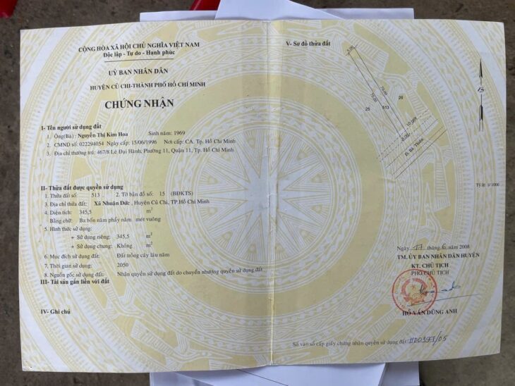 bán lô đất mặt tiền bà thiên xã nhuận đức , củ chi, dt 350m2 có 150m2 thổ cư giá 2,2 tỷ