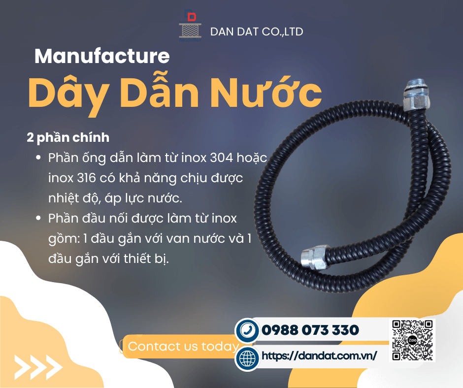 Dây Dẫn Nước Mềm Inox, Dây dẫn nước bình nóng lạnh, dây dẫn nước inox 304