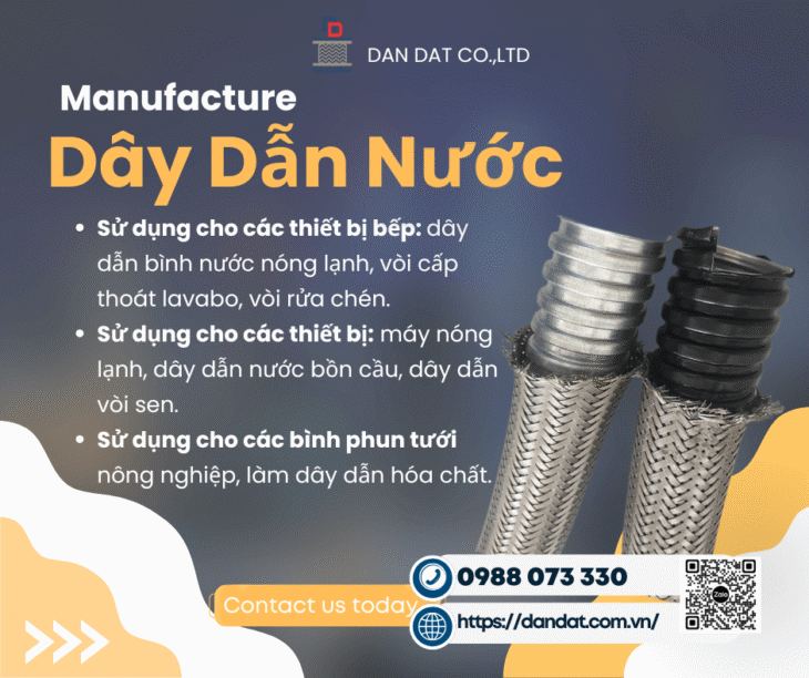 Dây Dẫn Nước Mềm Inox, Dây dẫn nước bình nóng lạnh, dây dẫn nước inox 304
