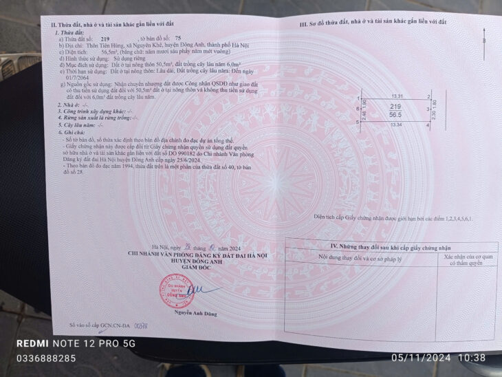 Cần Bán Nhanh Lô Đất Cực đẹp Tại Nguyên Khê , Đông Anh Hà Nội.