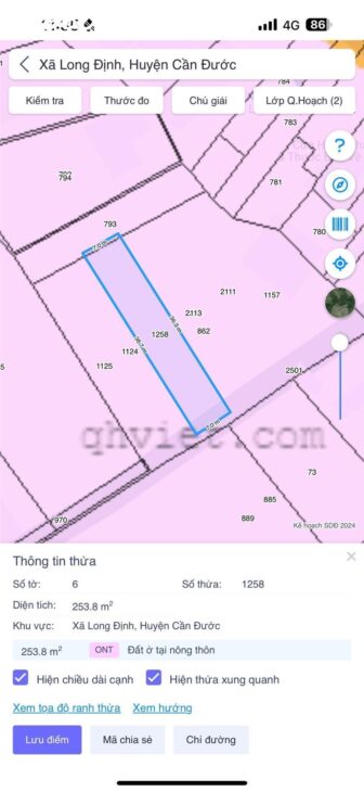 Bán đất thổ cư 248m² mặt tiền Tỉnh lộ 825D, Long Định, Cần Đước, Long An – 1.5 tỷ