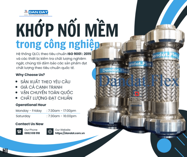 Khớp Nối Mềm Inox- Khớp nối mềm cho đường ống dẫn hơi, Khớp nối giảm rung inox 304