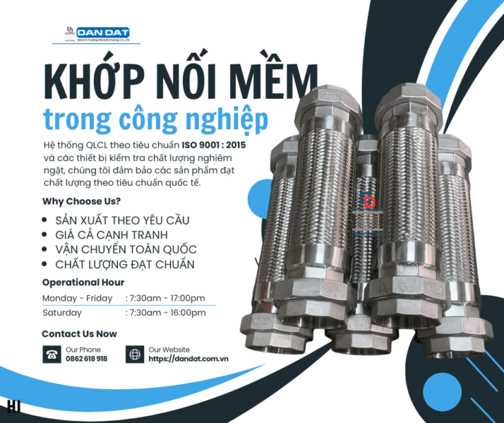 Khớp Nối Mềm Inox- Khớp nối mềm cho đường ống dẫn hơi, Khớp nối giảm rung inox 304