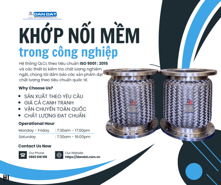 Khớp Nối Mềm Inox- Khớp nối mềm cho đường ống dẫn hơi, Khớp nối giảm rung inox 304