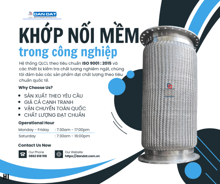 Khớp Nối Mềm Inox- Khớp nối mềm cho đường ống dẫn hơi, Khớp nối giảm rung inox 304