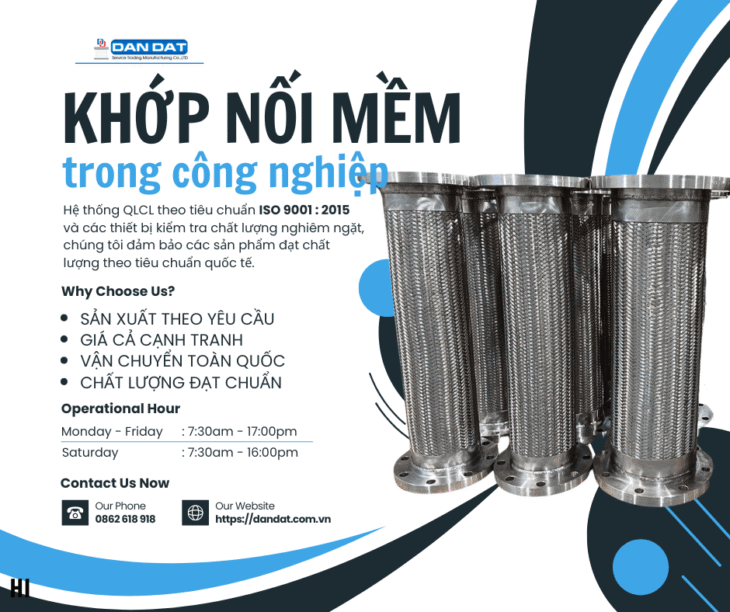 Khớp Nối Mềm Inox- Khớp nối mềm cho đường ống dẫn hơi, Khớp nối giảm rung inox 304