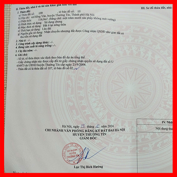 Bán đất Hồng Vân Thường Tín – Gần khu tái định cư