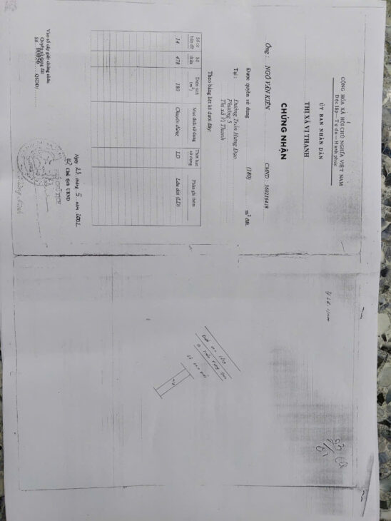 Cần Bán Gấp Đường Trần Hưng Đạo, Khu Vực 3,Phường 7, Vị Thanh,Hậu Giang,Giá 6,2 Tỷ