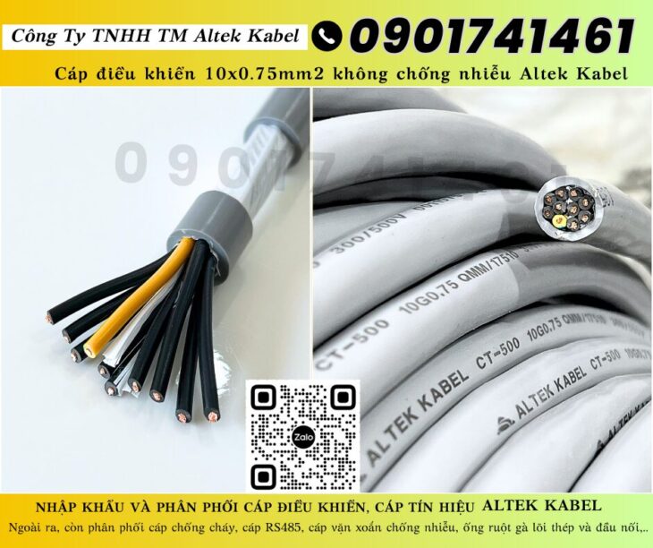 Cáp điều khiển, cáp tín hiệu 10×0.75 Cần Thơ, Long An, Đồng Tháp