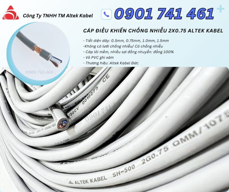 Cáp điều khiển 2×0.75 Quảng Ngãi, Bình Định, Phú Yên, Khánh Hòa