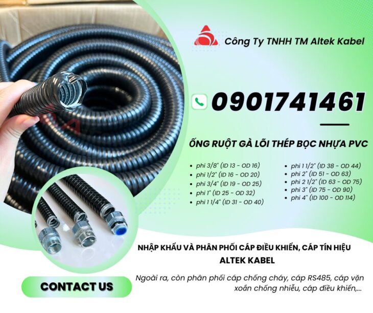 Ống ruột gà lõi thép 1/2 inch ( ID 16-OD 20) Đà Nẵng, Huế, Quảng Nam