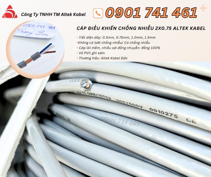 Cáp điều khiển 2×0.75 Quảng Ngãi, Bình Định, Phú Yên, Khánh Hòa
