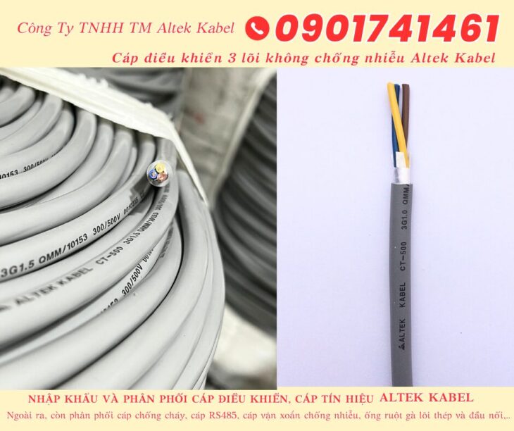 Cáp điều khiển, cáp tín hiệu 3 lõi Bình Dương, Đồng Nai, Tây Ninh, Vũng Tàu