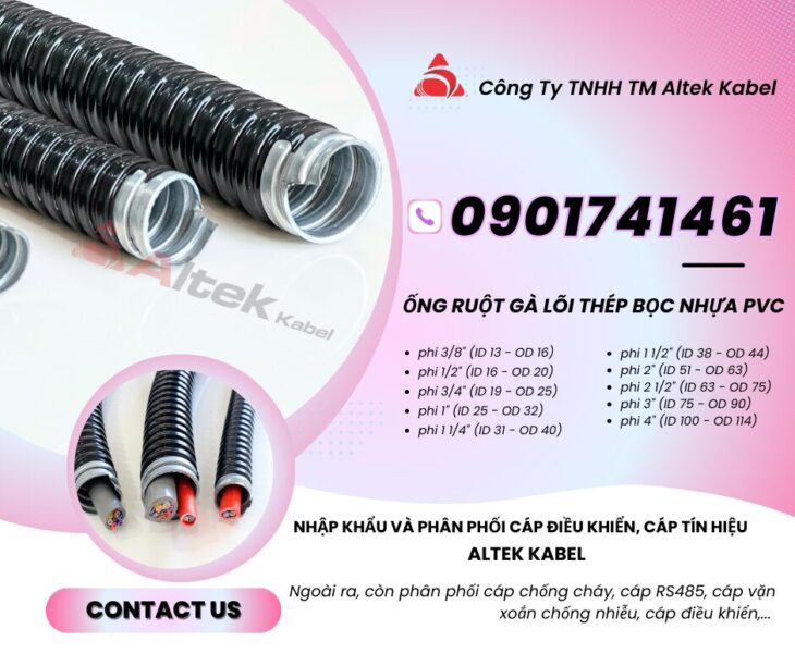 Ống ruột gà lõi thép 1/2 inch ( ID 16-OD 20) Đà Nẵng, Huế, Quảng Nam