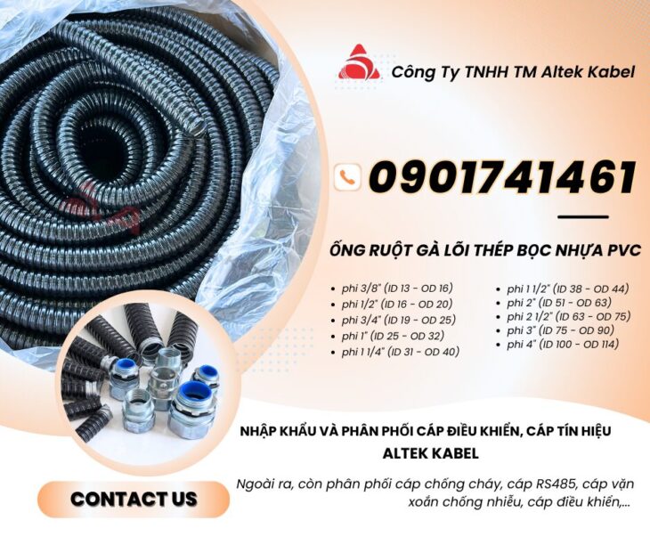 Ống ruột gà lõi thép 1/2 inch ( ID 16-OD 20) Đà Nẵng, Huế, Quảng Nam