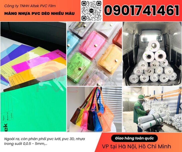 Cuộn nhựa pvc màu xanh, đỏ, cam, vàng, hồng, tím, đen tại Hà Nội, Hồ Chí Minh