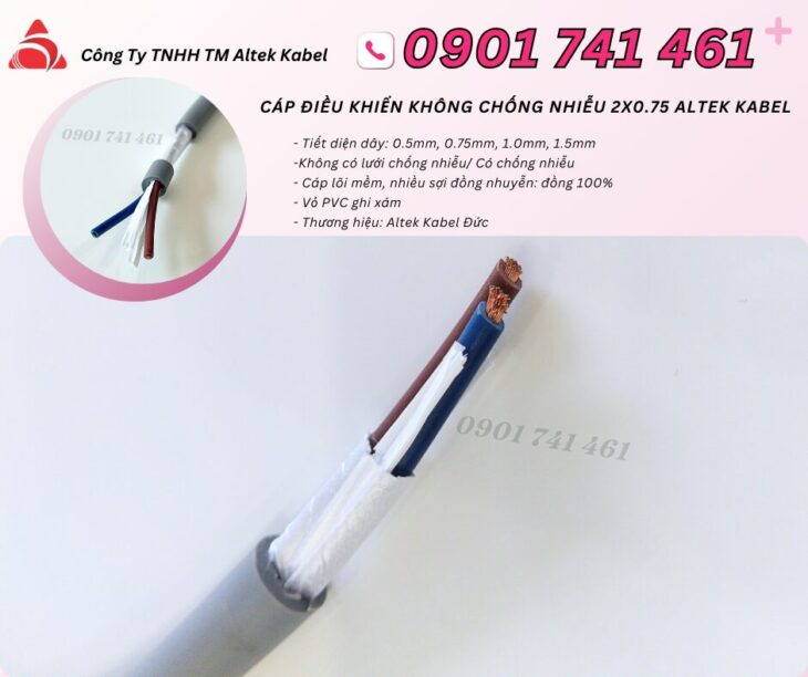Cáp điều khiển 2×0.75 Quảng Ngãi, Bình Định, Phú Yên, Khánh Hòa