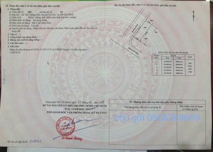 bán gấp lô đất góc 2 mặt tiền đường số 7 xã tân thông hội