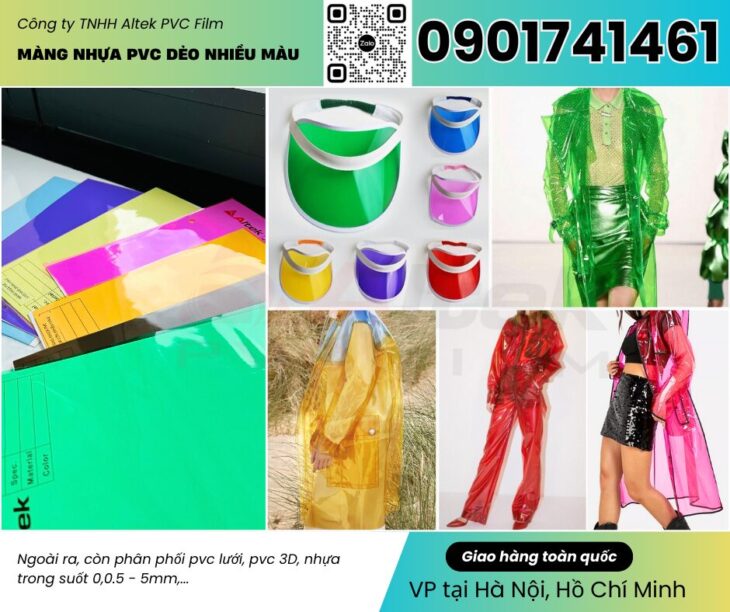 Cuộn nhựa pvc màu xanh, đỏ, cam, vàng, hồng, tím, đen tại Hà Nội, Hồ Chí Minh