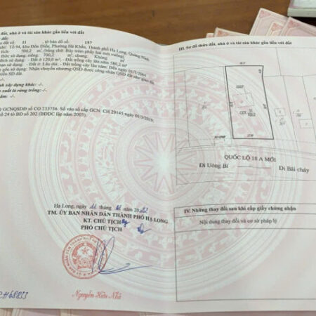 Bán lô đất mặt đường chính quốc lộc 18 đồn điền phường hà khẩu TP Hạ Long Quảng Ninh