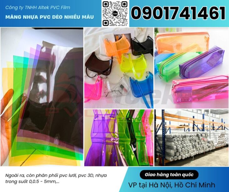 Cuộn nhựa pvc màu xanh, đỏ, cam, vàng, hồng, tím, đen tại Hà Nội, Hồ Chí Minh