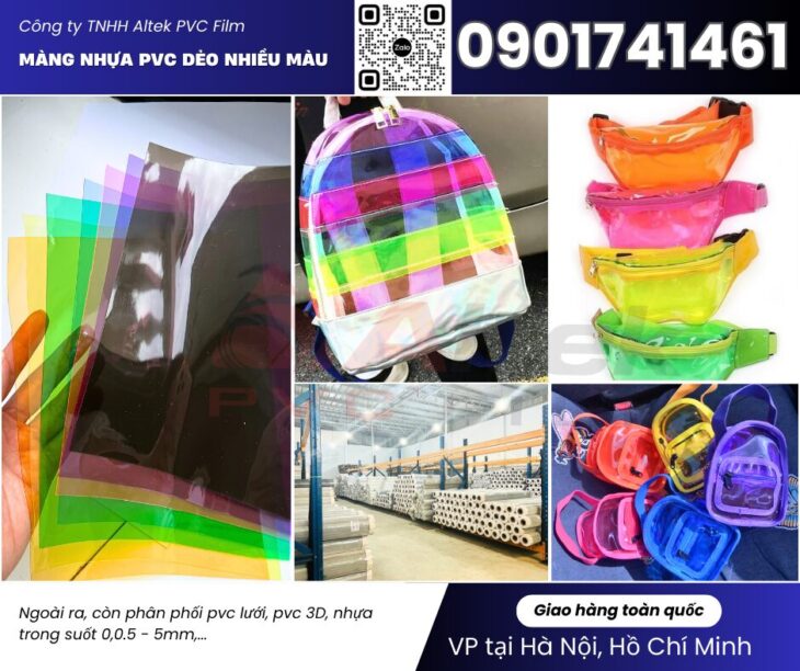 Cuộn nhựa pvc màu xanh, đỏ, cam, vàng, hồng, tím, đen tại Hà Nội, Hồ Chí Minh