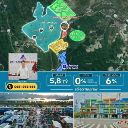 Chỉ 5,8tỷ sở hữu VillaShop Flamingo Golden Hill Hà Nam, mặt QL21A & đường bộ song hành 6 làn xe,