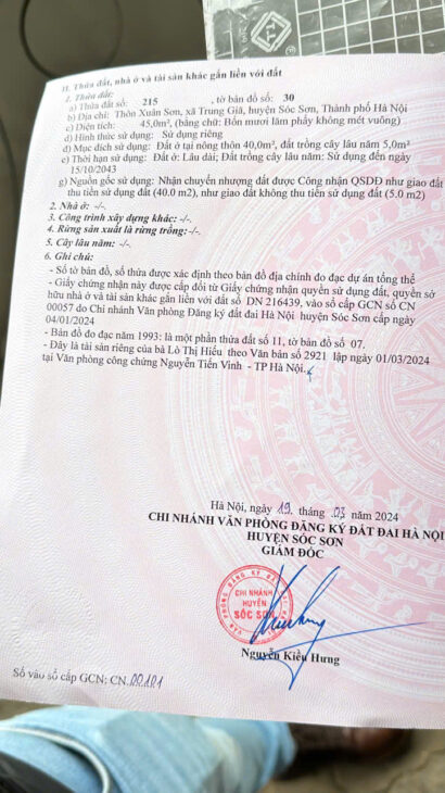 ĐẤT TRUNG GIẪ DT 45 M GIÁ NHỈNH TỶ ĐƯUOWNGF THÔNG RỘNG 3 M CÁCH QLO3 150 M