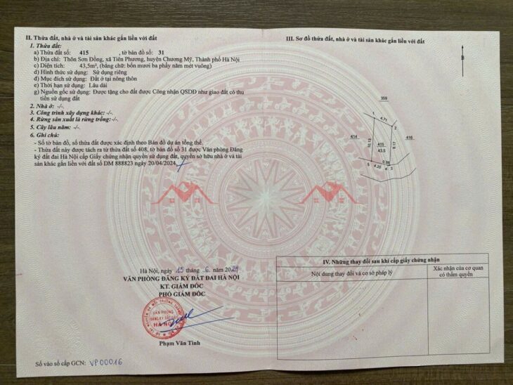 GIÁ 1,550 TỶ ĐẤT TẠI TIÊN PHƯƠNG-CHƯƠNG MỸ D/T:43,5M