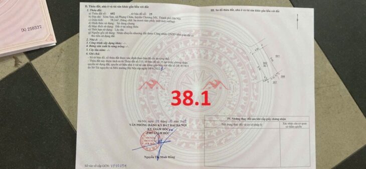 GIÁ 38,1M ĐẤT TẠI PHỤNG CHÂU-CHƯƠNG MỸ D/T:38,1M