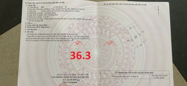 GIÁ 1,880 TỶ ĐẤT TẠI PHỤNG CHÂU-CHƯƠNG MỸ D/T:36,3M