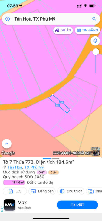 Bán đất thổ cư 189m2, Phú Mỹ, Bà Rịa Vũng Tàu – 1.4 tỷ