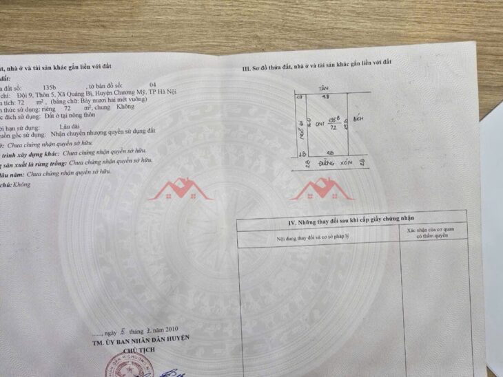 SIÊU PHẨM GIÁ 1,850 TỶ ĐẤT TẠI QUẢNG BỊ-CHƯƠNG MỸ D/T:72M