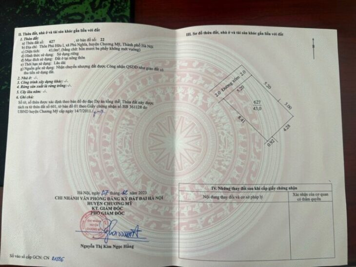 SIÊU PHẨM GIÁ 1,8 TỶ ĐẤT TẠI PHÚ NGHĨA-CHƯƠNG MỸ D/T:43M