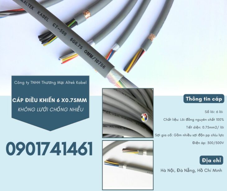 Cáp điều khiển không lưới 6×0.75 Hà Nội, Đà Nẵng, HCM
