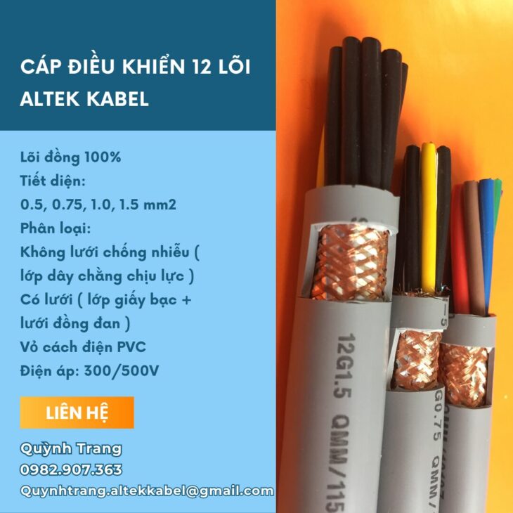 Cáp điều khiển Altek Kabel 12 lõi dây đánh số